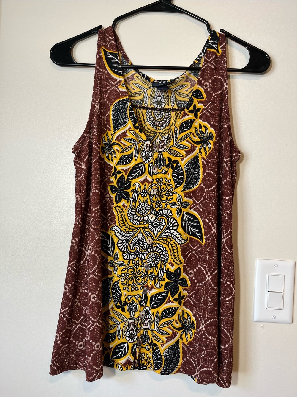 Daytrip Brown & Mustard Floral Print Tank Top